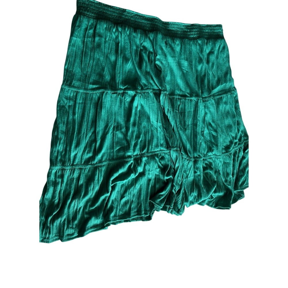 Cato Woman Plus 3X Tiered Knit Skirt Emerald Green Pull On Elastic Waist NWT
